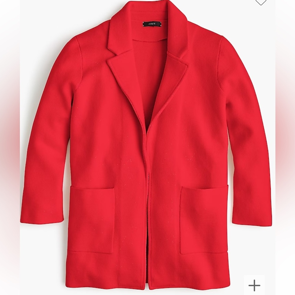 JCREW Sophie open-front sweater-blazer in “Bright Cerise” Red